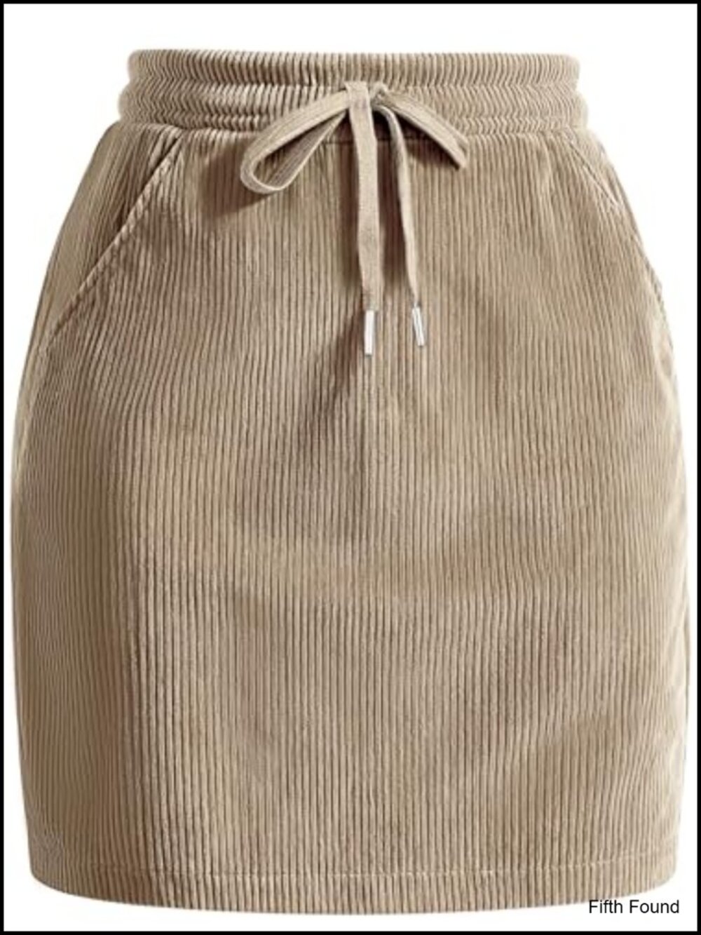 Mini Corduroy Skirt High Waisted Drawstring Pencil Skirt with Pockets